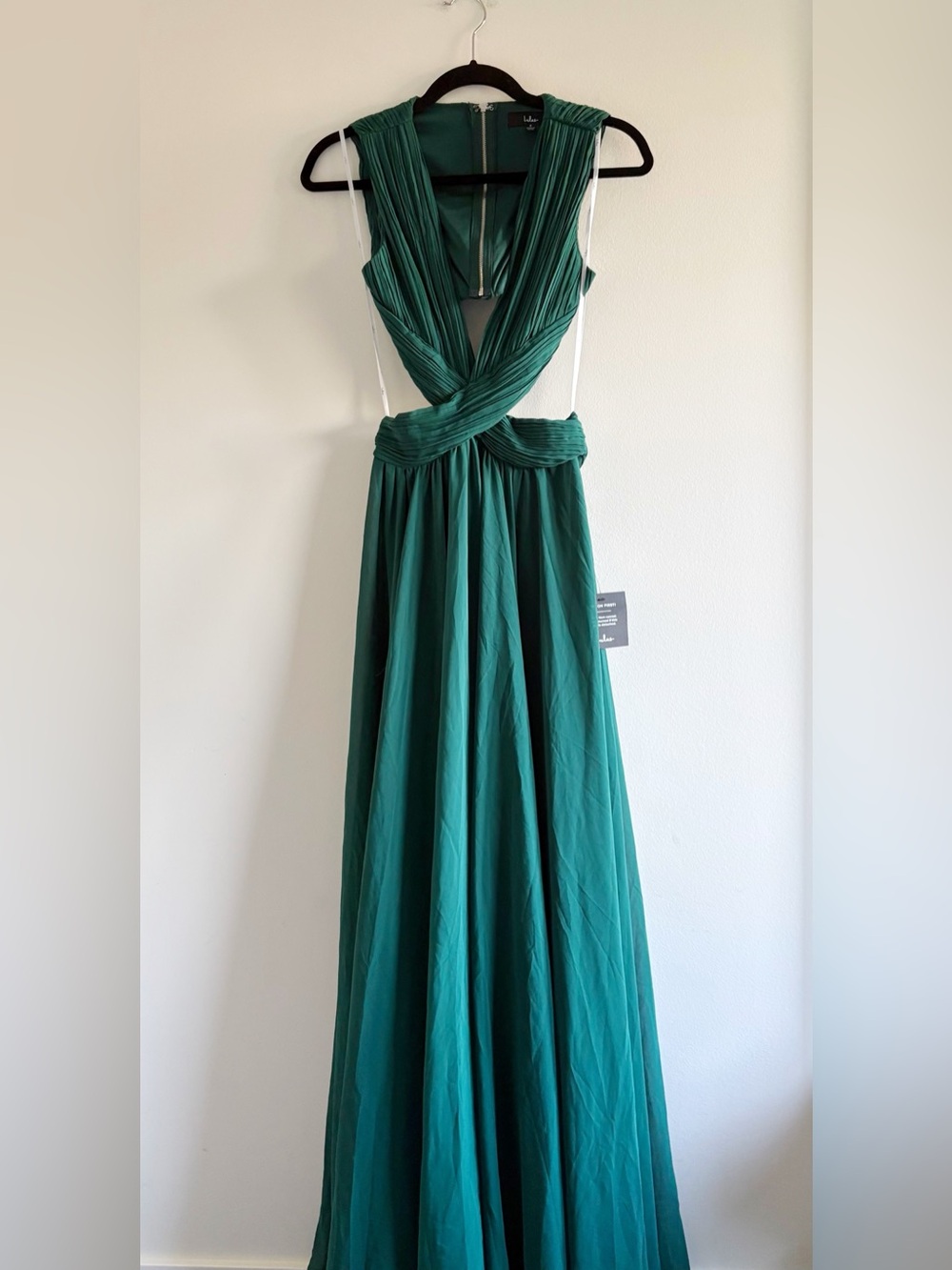 NWT Lulus Vivid Imagination Emerald Green Cutout Maxi Dress Sz Small - Picture 5 of 7